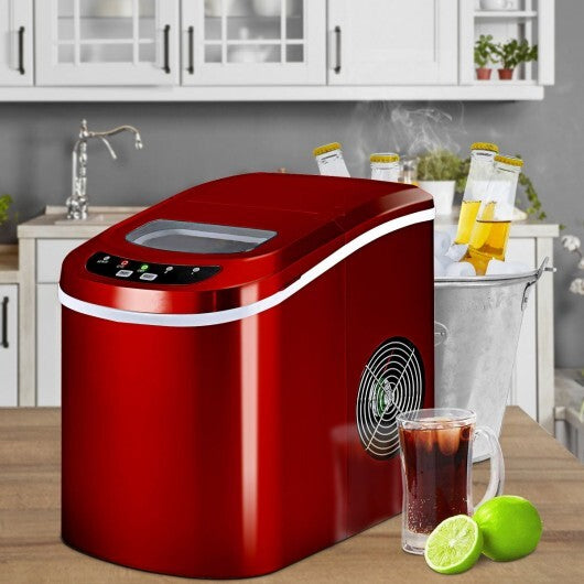 Mini Portable Compact Electric Ice Maker Machine-Red - Color: Red