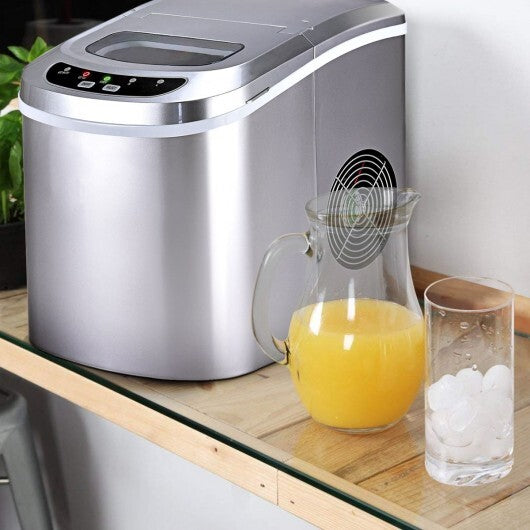 Mini Portable Compact Electric Ice Maker Machine-Silver - Color: Silver