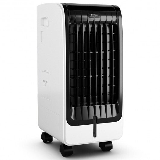 110V Portable Cooling Evaporative Fan with 3-Speed and 8H Timer Function - Color: White