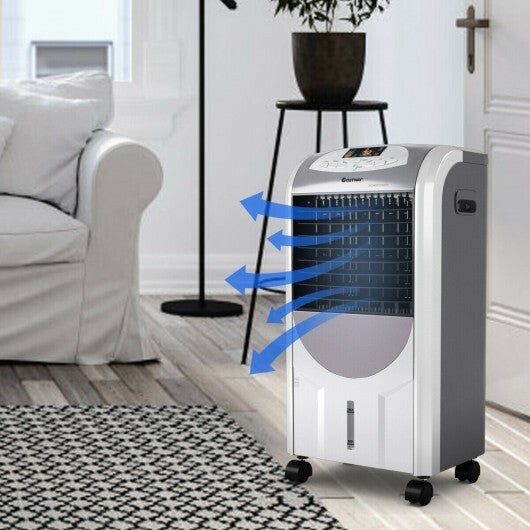 Portable Air Cooler Fan with Heater and Humidifier Function - Color: Gray