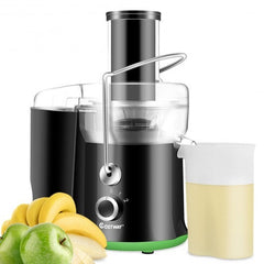 2 Speed Wide Mouth Fruit and Vegetable Centrifugal Electric Juicer - Color: Black