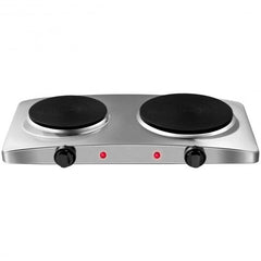 1800W Double Hot Plate Electric Countertop Burner - Color: Silver