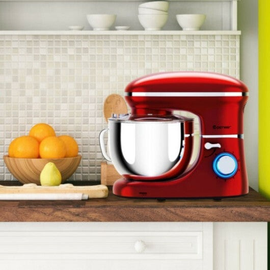 6.3 Quart Tilt-Head Food Stand Mixer 6 Speed 660W-Red - Color: Red