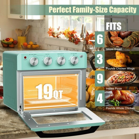 19 Qt Dehydrate Convection Air Fryer Toaster Oven with 5 Accessories-Green - Color: Green