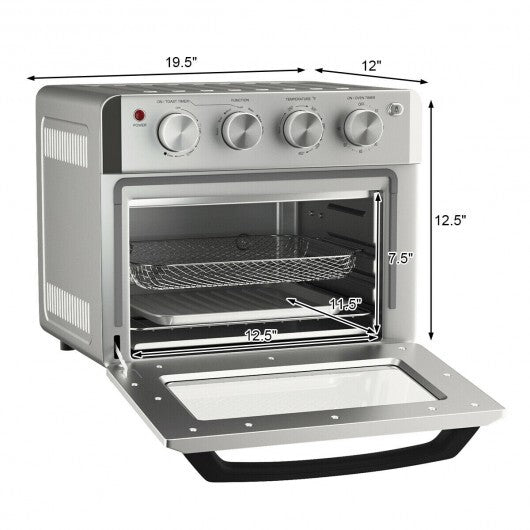 19 Qt Dehydrate Convection Air Fryer Toaster Oven with 5 Accessories - Color: Silver