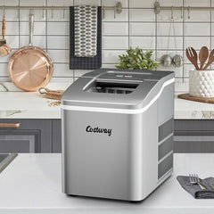 Portable Countertop Ice Maker Machine with Scoop-Silver - Color: Silver