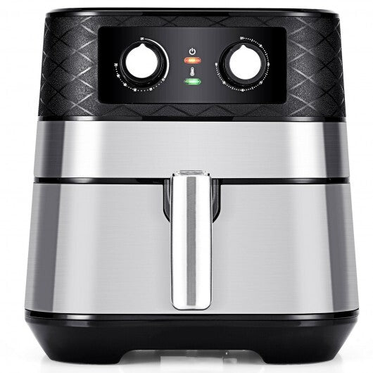 1700W 5.3 QT Electric Hot Air Fryer with Stainless steel and Non-Stick Fry Basket-Black - Color: Black