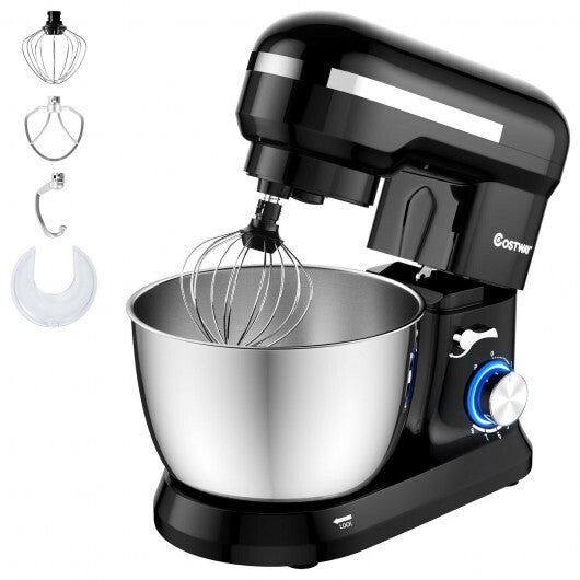 4.8 Qt 8-speed Electric Food Mixer with Dough Hook Beater-Black - Color: Black