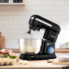 4.8 Qt 8-speed Electric Food Mixer with Dough Hook Beater-Black - Color: Black