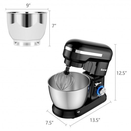 4.8 Qt 8-speed Electric Food Mixer with Dough Hook Beater-Black - Color: Black