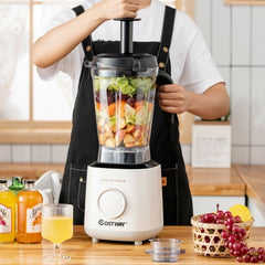 1500W Countertop Smoothies Blender with 10 Speed and 6 Pre-Setting Programs - Color: White