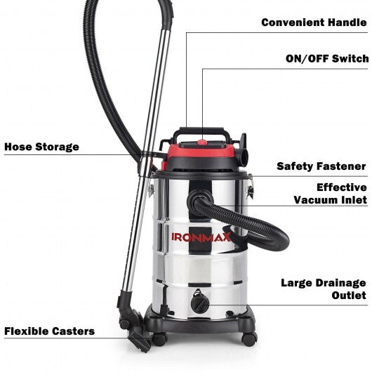 6 HP 9 Gallon Shop Vacuum Cleaner with Dry and Wet and Blowing Functions