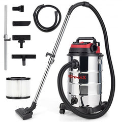 6 HP 9 Gallon Shop Vacuum Cleaner with Dry and Wet and Blowing Functions - Color: Black