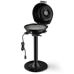 1600W Portable Electric BBQ Grill with Removable Non-Stick Rack-Black - Color: Black