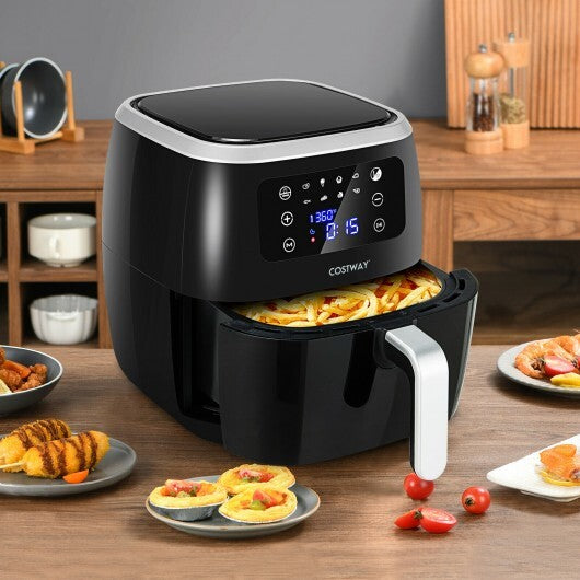 6.5QT Air Fryer Oilless Cooker with 8 Preset Functions and Smart Touch Screen-Black - Color: Black