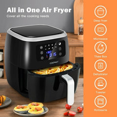 6.5QT Air Fryer Oilless Cooker with 8 Preset Functions and Smart Touch Screen-Black - Color: Black