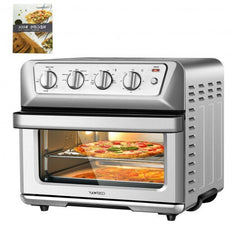 21.5 Quart 1800W Air Fryer Toaster Countertop Convection Oven with Recipe - Color: Silver