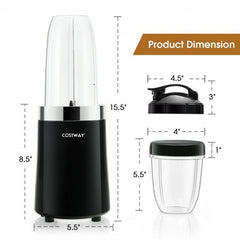 1000W Portable Blender with 6-Blade Design-Black - Color: Black