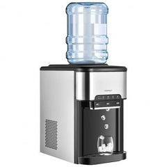 Water Cooler Dispenser 3-in-1 with Built-in Ice Maker and 3 Temperature Settings-Silver - Color: Silver