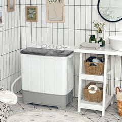 2-in-1 Portable 22lbs Capacity Washing Machine with Timer Control-Gray - Color: Gray