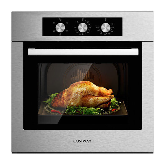 24 Inch Single Wall Oven 2.47Cu.ft with 5 Cooking Modes-Silver - Color: Silver