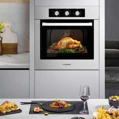 24 Inch Single Wall Oven 2.47Cu.ft with 5 Cooking Modes-Silver - Color: Silver