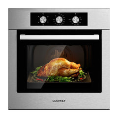 24 Inch Single Wall Oven 2.47Cu.ft with 5 Cooking Modes-Silver - Color: Silver