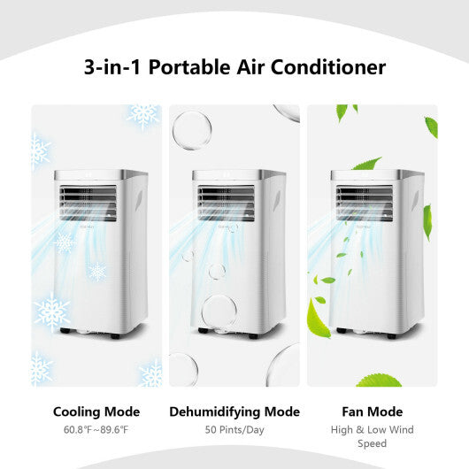 10000BTU 3-in-1 Portable Air Conditioner with Remote Control-White