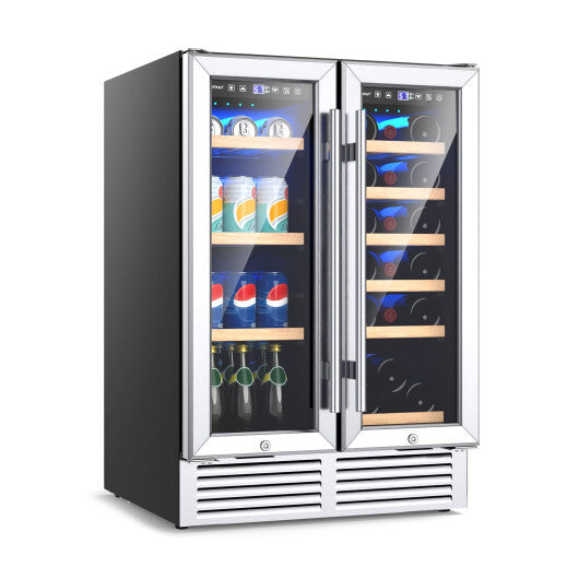 24 Inch Dual Zone Wine and Beverage Cooler-Silver - Color: Silver