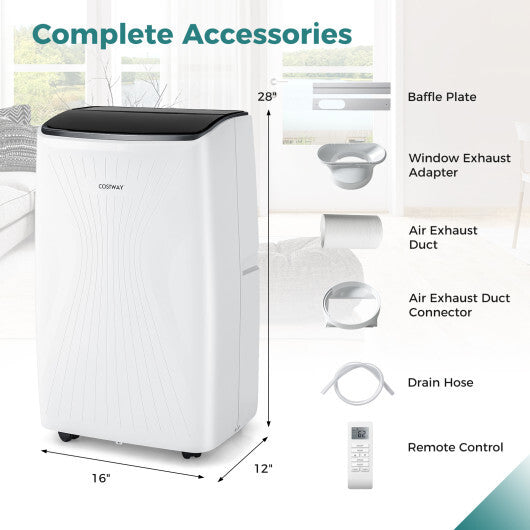 12000/14000 BTU Portable Air Conditioner with Heat and Smart WiFi-14000 BTU - Color: White - Size: 14000 BTU