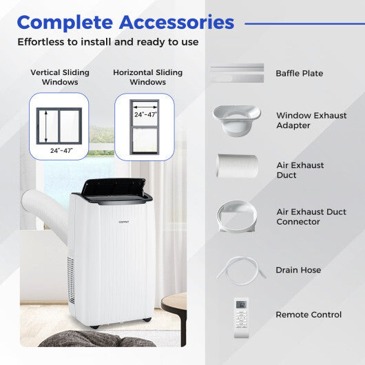 12000/14000 BTU Portable Air Conditioner 4-in-1 Smart WiFi Enabled Home AC Unit with Heat-14000 BTU - Size: 14000 BTU