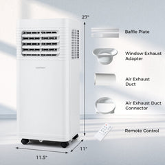 Portable Air Conditioner 8000/9000 BTU 3 in 1 AC Unit with Fan and Dehumidifier-8000 BTU - Color: White - Size: 8000 BTU