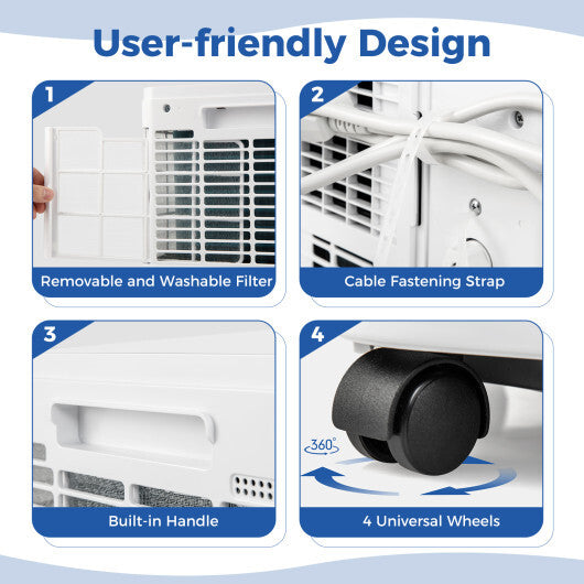 Portable Air Conditioner 8000/9000 BTU 3 in 1 AC Unit with Fan and Dehumidifier-8000 BTU - Color: White - Size: 8000 BTU