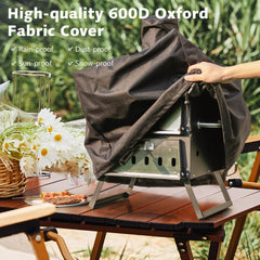 Outdoor Pizza Oven with Anti-scalding Handles and Foldable Legs-Black