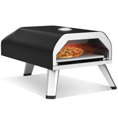 15000 BTU Foldable Pizza Oven with Pizza Peel Stone and Cutter-Black - Color: Black