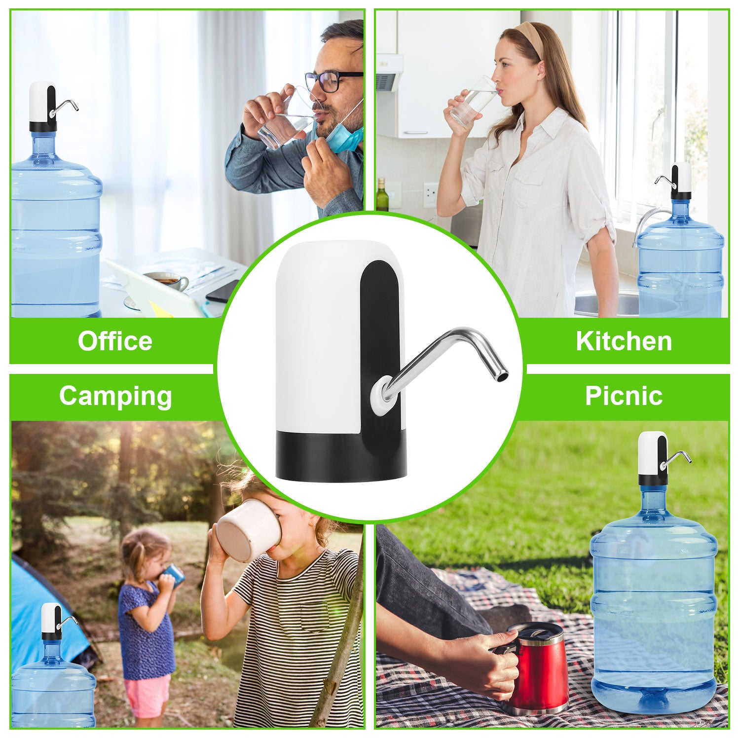 Electric Water Bottle Dispenser Rechargeable Automatic Drinking Water Bottle Pump For 2-5 Gallon Bottle