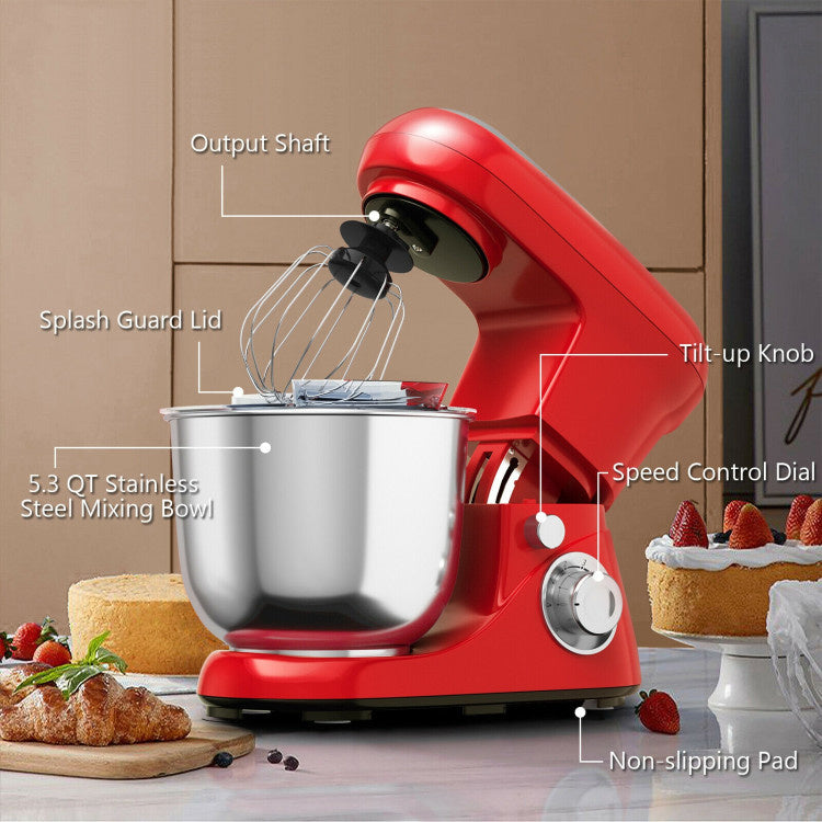 Stand Kitchen Food Mixer 5.3 Qt 6 Speed With Dough Hook Beater