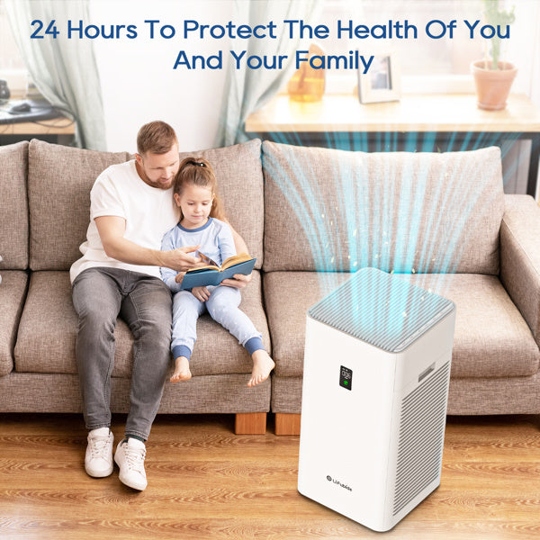 Lifubide Large Room Air Purifier, H13 True HEPA,4555 Sq.Ft Coverage,24dB Low Noise For Bedroom,Removal Of 99.99% 0.01 Microns Particles, Pet Dander Smoke Odor Dust,PM2.5 Monitor, Smart Air Purifiers