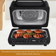 Indoor Grill 8-in-1 with Air Fryer Roast Bake Dehydrate Broil; with Extra Large Capacity