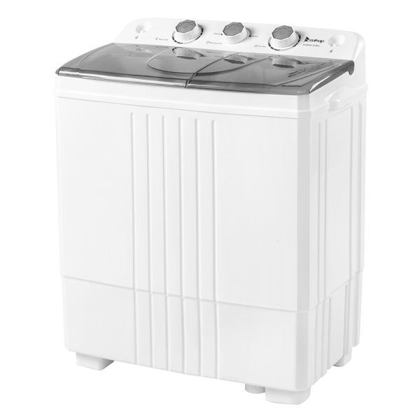 Twin Tub with Built-in Drain Pump XPB45-428S 20Lbs Semi-automatic Twin Tube Washing Machine for Apartment, Dorms, RVs, Camping and More, White&grey US Standard