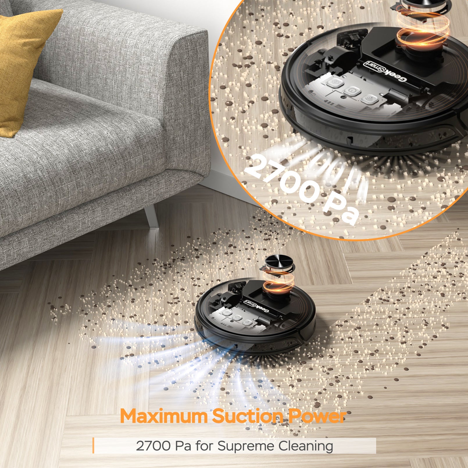 Geek Smart L8 Robot Vacuum Cleaner and Mop, LDS Navigation, Wi-Fi Connected APP, Selective Room Cleaning,MAX 2700 PA Suction, Ideal for Pets and Larger Home(Ban on Amazon)