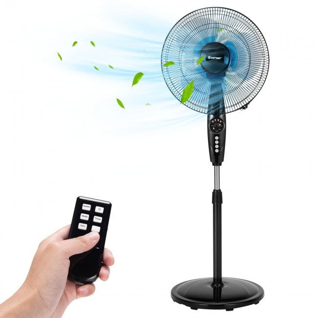 16 Inches Adjustable Height Fan with Quiet Oscillating Stand for Home and Office