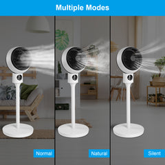 Circulating Stand Fan for Home Bedroom with Remote, Standing Fans Ocillation 70°, Pedestal Fan 3 Speeds,3 Modes,15Hour Timing, LED Display, for Indoor, Bedroom and Home Office, 7 Inch,White