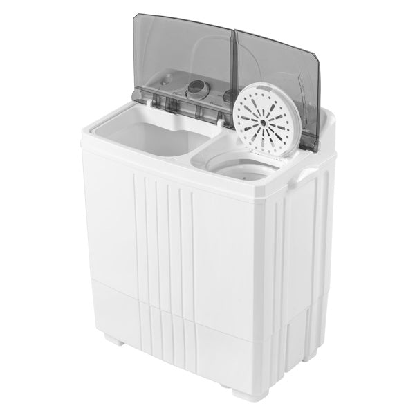 Twin Tub with Built-in Drain Pump XPB45-428S 20Lbs Semi-automatic Twin Tube Washing Machine for Apartment, Dorms, RVs, Camping and More, White&grey US Standard