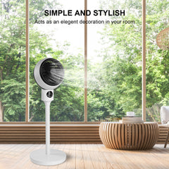 Circulating Stand Fan for Home Bedroom with Remote, Standing Fans Ocillation 70°, Pedestal Fan 3 Speeds,3 Modes,15Hour Timing, LED Display, for Indoor, Bedroom and Home Office, 7 Inch,White