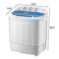 Compact Twin Tub with Built-in Drain Pump XPB46-RS4 13Lbs Semi-automatic Twin Tube Washing Machine US Standard White & Blue