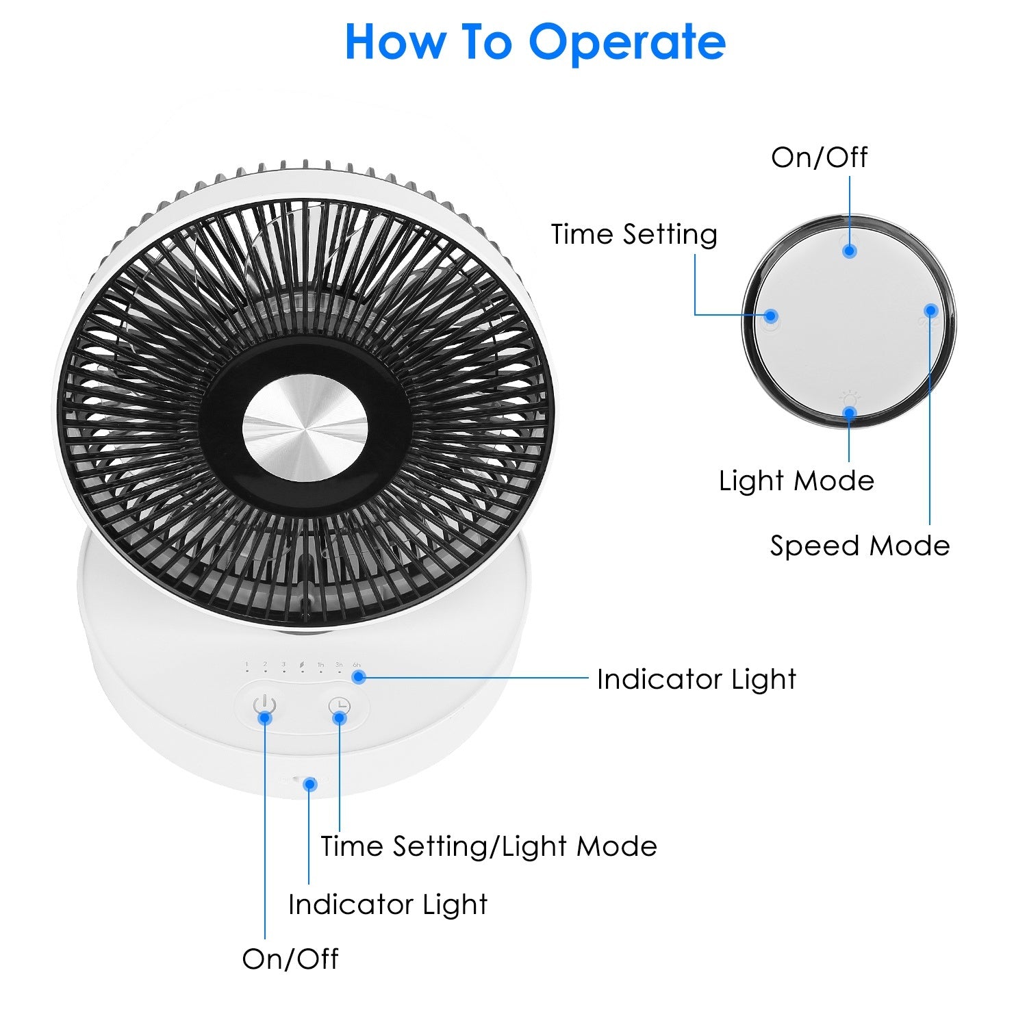 Foldable Rechargeable LED Desk Fan Wall Mounted Fan with Magnetic Remote Hanging Oscillating Fan with 4 Speeds 2 Brightness Time Setting Automatic Rotation