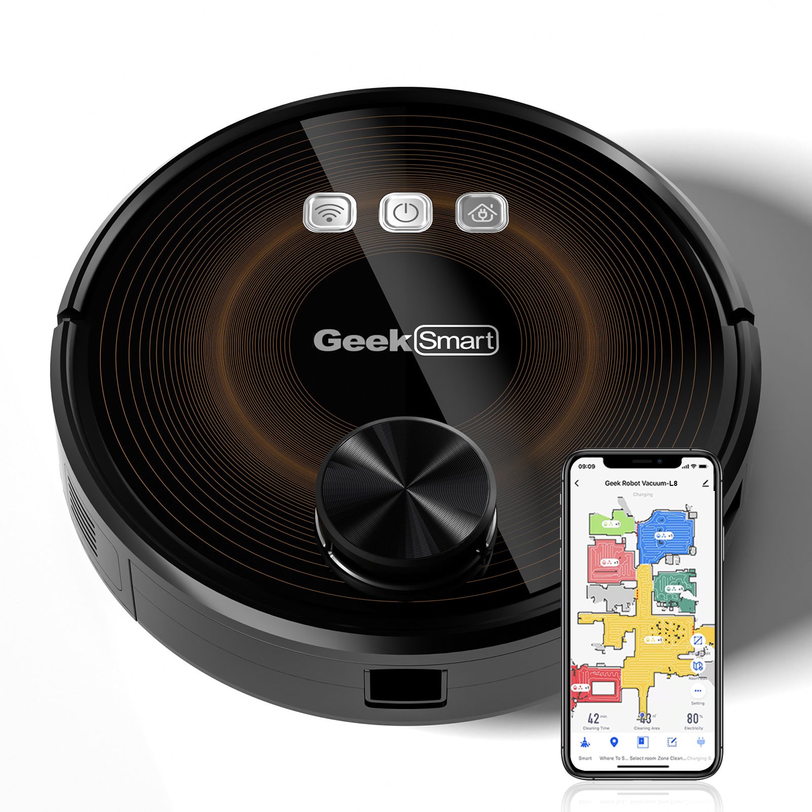 Geek Smart L8 Robot Vacuum Cleaner and Mop;  LDS Navigation;  Wi-Fi Connected APP;  Selective Room Cleaning; MAX 2700 PA Suction;  Ideal for Pets and Larger Home(Banned From Selling On Amazon)