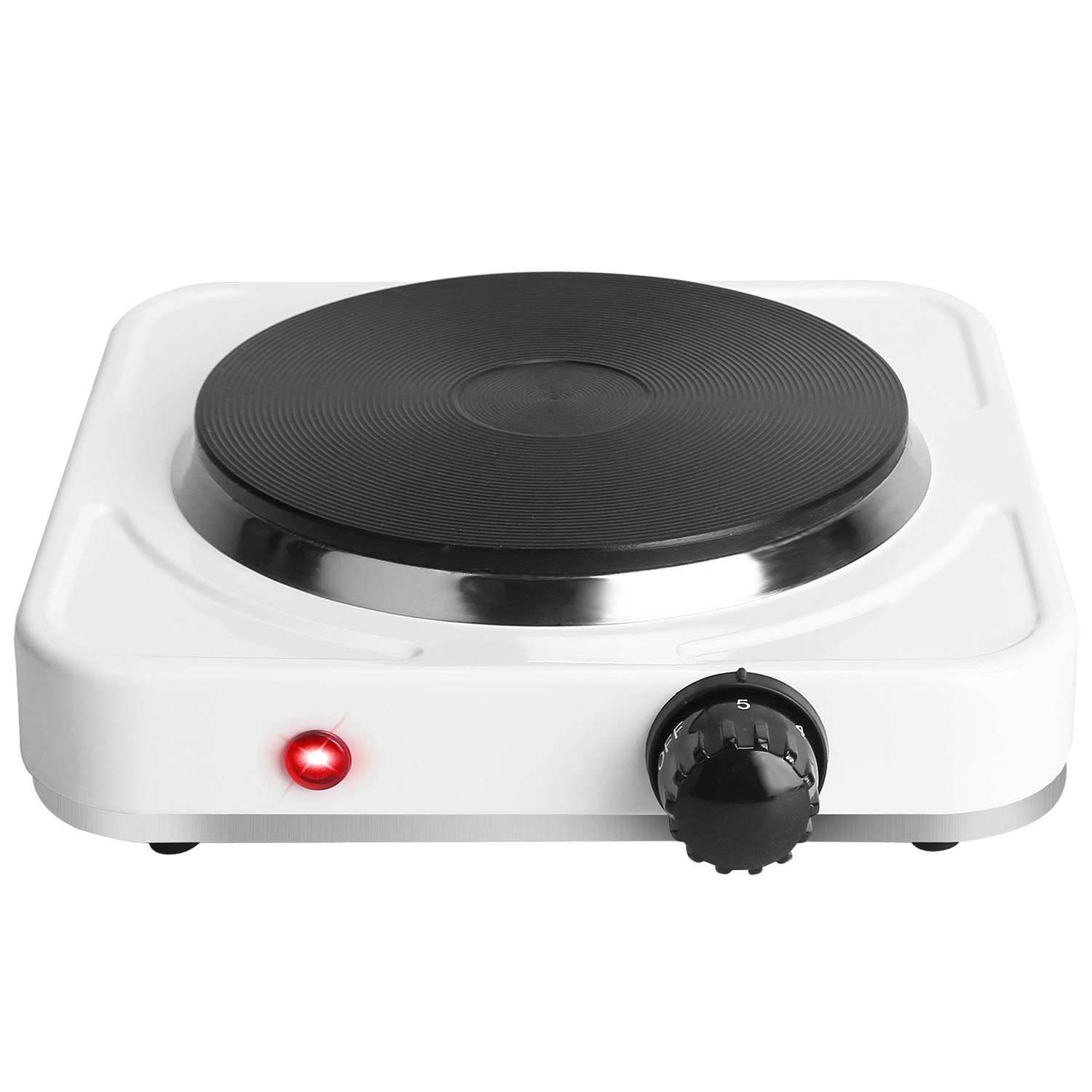 1500W Electric Single Burner Portable Heating Hot Plate Stove Countertop RV Hotplate with Non Slip Rubber Feet 5 Temperature Adjustments