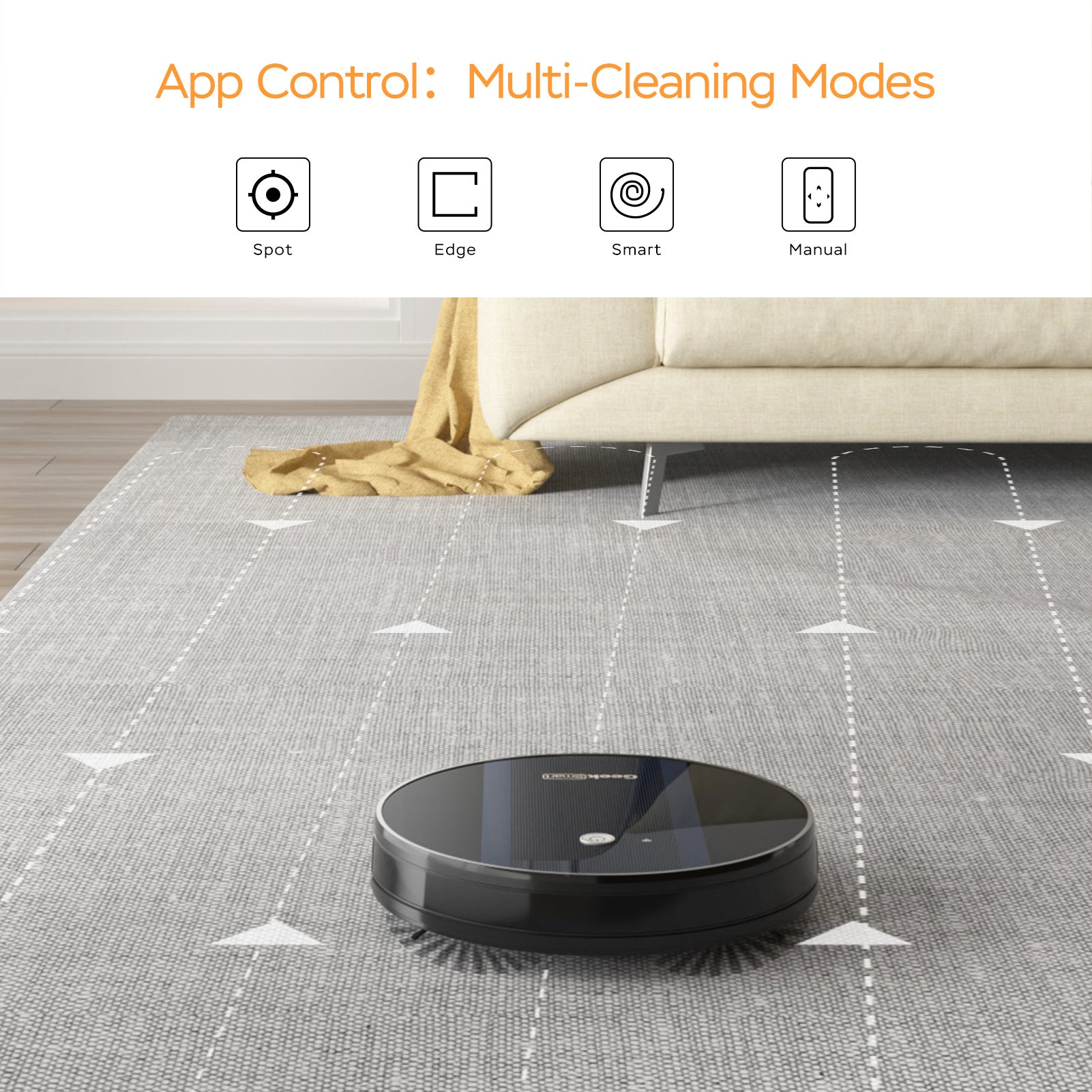 Geek Smart Robot Vacuum Cleaner G6, Ultra-Thin, 1800Pa Strong Suction, Automatic Self-Charging, Wi-Fi Connectivity, App Control, Custom Cleaning, 100mins Run Time(Ban on Amazon)